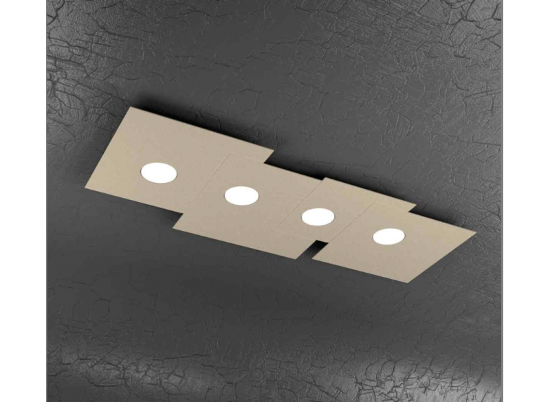 PLATE PLAFONIERA 4 LUCI RETTANGOLARE SABBIA