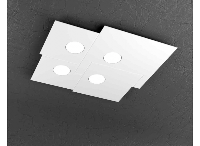 PLATE PLAFONIERA 4 LUCI QUADRA BIANCO