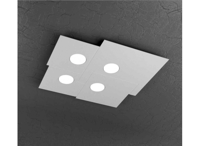 PLATE PLAFONIERA 4 LUCI QUADRA GRIGIO