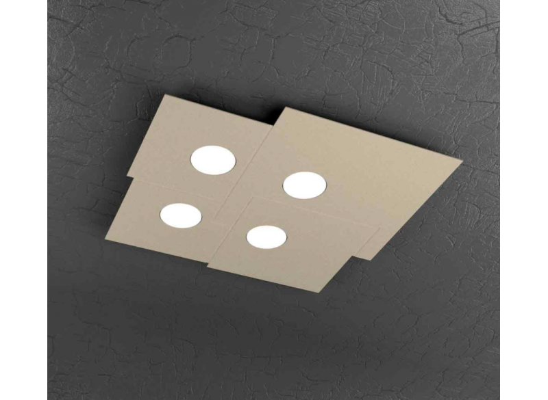 PLATE PLAFONIERA 4 LUCI QUADRA SABBIA