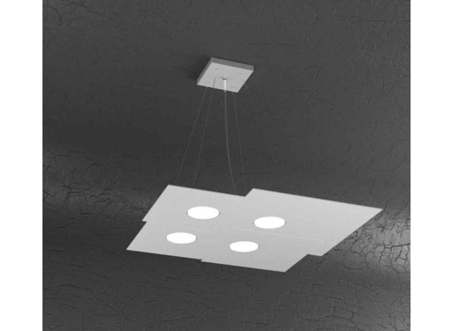 PLATE SOSPENSIONE 4 LUCI QUADRA GRIGIO