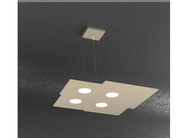 PLATE SOSPENSIONE 4 LUCI QUADRA SABBIA