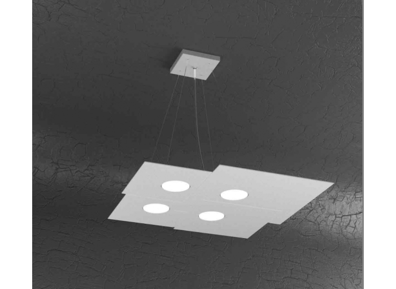 PLATE SOSPENSIONE 4+2 LUCI BIEMISSIONE QUADRA GRIGIO