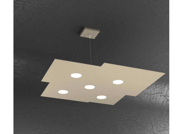 PLATE SOSPENSIONE 5+2 LUCI BIEMISSIONE SABBIA