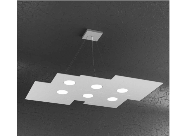 PLATE SOSPENSIONE 6 LUCI BIANCO
