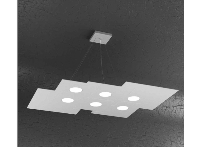 PLATE SOSPENSIONE 6+2 LUCI BIEMISSIONE GRIGIO
