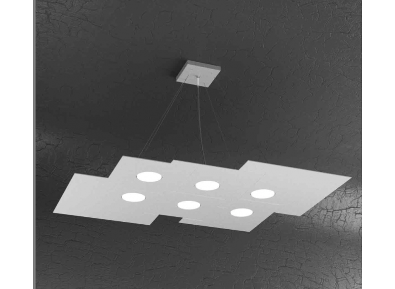PLATE SOSPENSIONE 6+2 LUCI BIEMISSIONE GRIGIO