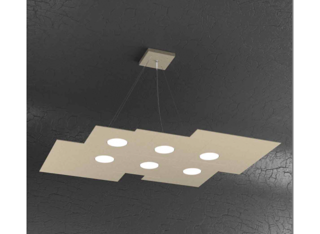 PLATE SOSPENSIONE 6+2 LUCI BIEMISSIONE SABBIA