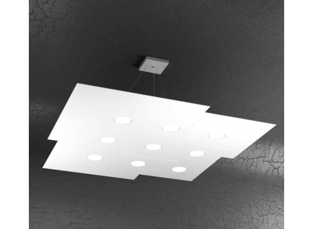 PLATE SOSPENSIONE 9 LUCI BIANCO