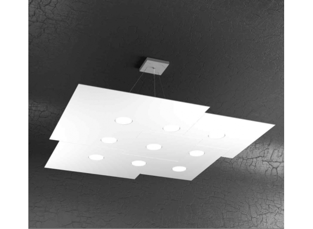 PLATE SOSPENSIONE 9+4 LUCI BIEMISSIONE BIANCO