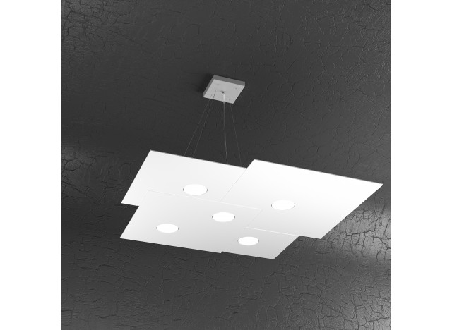 PLATE SOSPENSIONE 5 LUCI BIANCO