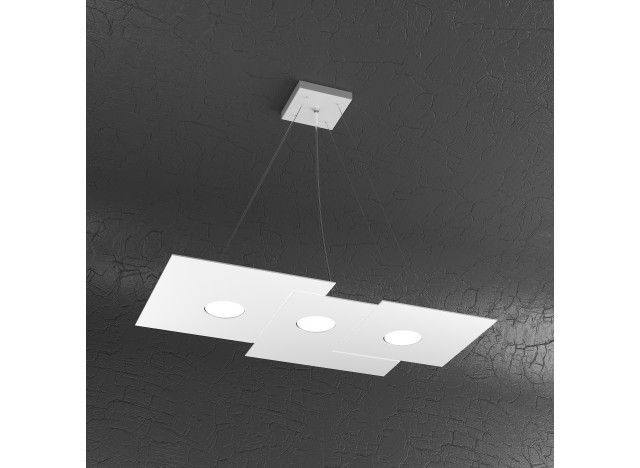 PLATE SOSPENSIONE 3+2 LUCI BIEMISSIONE BIANCO