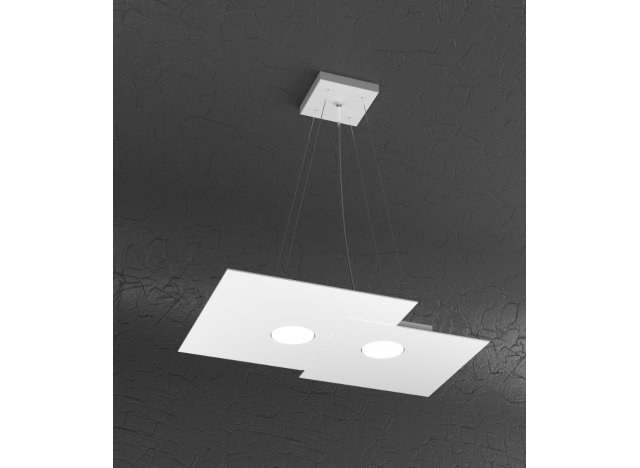 PLATE SOSPENSIONE 2+1 LUCI BIEMISSIONE BIANCO