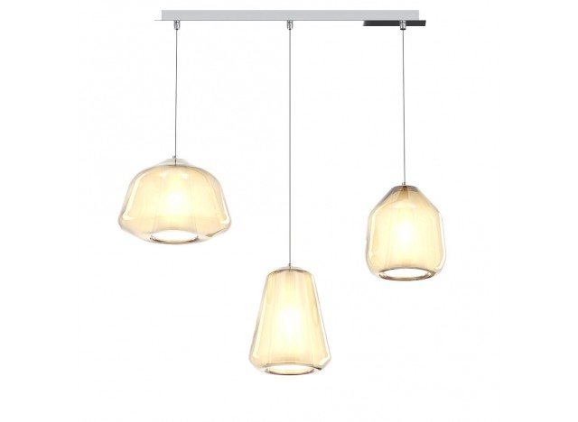 Double Skin Lampadario Sospensione 3 elementi ambra