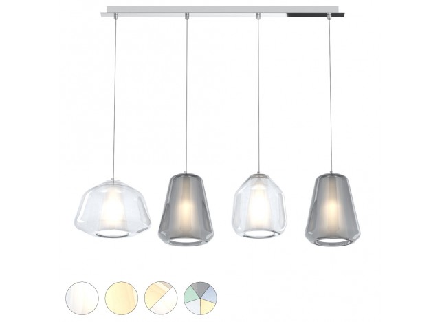 Double Skin Lampadario Sospensione 4 elementi composizione predefinita trasparente fumé