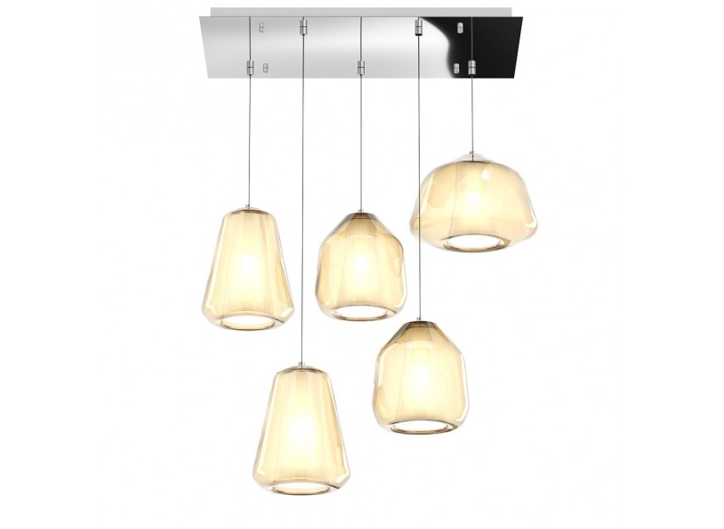 Double Skin Lampadario Sospensione 5 elementi ambra