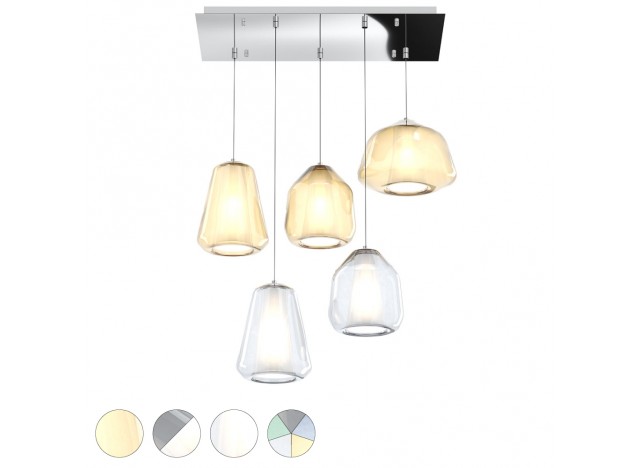 Double Skin Lampadario Sospensione 5 elementi composizione predefinita trasparente ambra