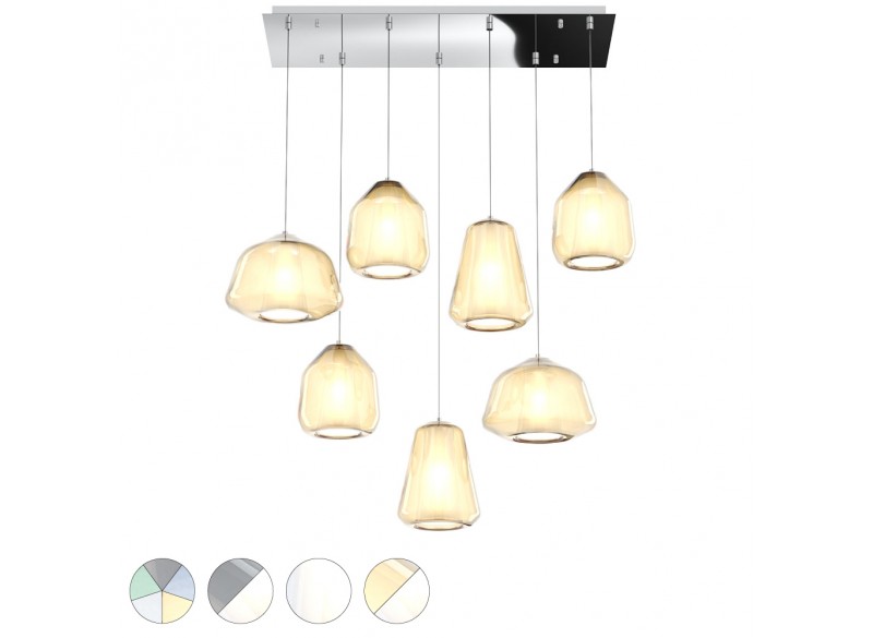 Double Skin Lampadario Sospensione 7 elementi ambra