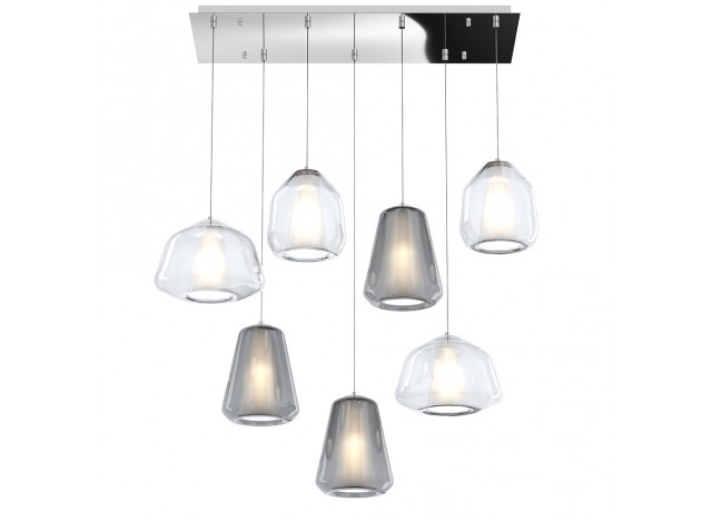 Double Skin Lampadario Sospensione 7 elementi composizione predefinita trasparente fumé