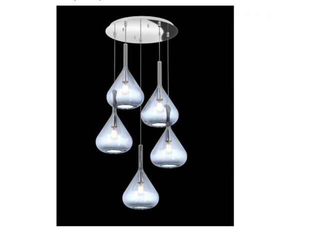 TopLight Sospensione Cromo 5 Luci Tonda blu 1177CR/S5 T-BL