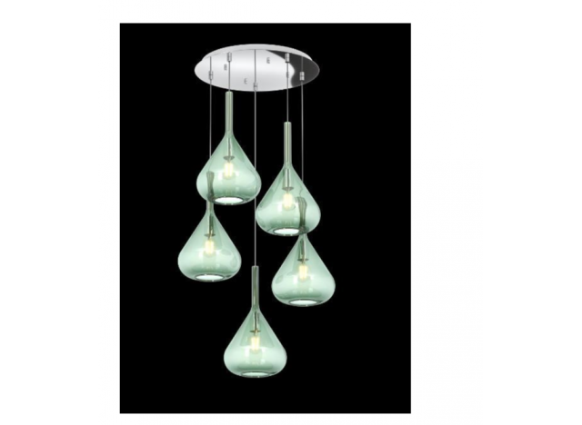 Top Light Sospensione Cromo 5 Luci Tonda Verde 1177CR/S5 T-VE