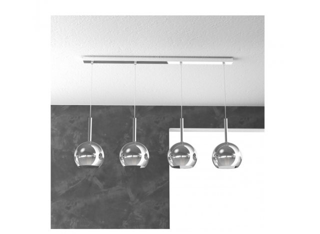 Top light Sospensione Cromo Rettangolare 4 Luci Vetri Tutti Piccolo Cromo 1155CR/S4 RP-CR 