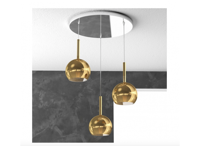 Top-Light Sospensione Cromo Tonda 3 Luci Vetri Tutti Piccolo oro 1155CR/S3 TP-OR