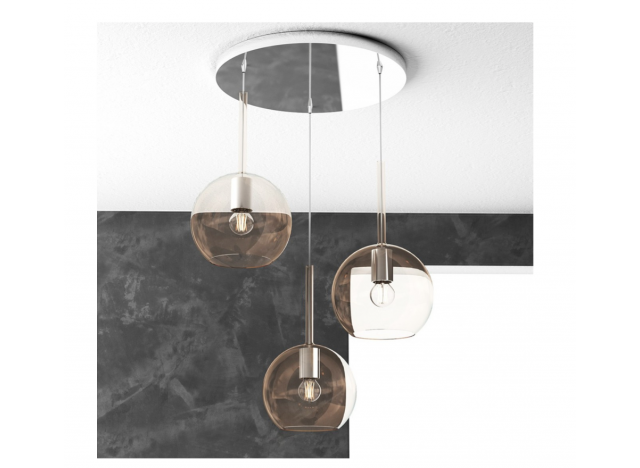 Top Light Sospensione Cromo Tonda 3 Luci Vetri Tutti Medio ambra 1155CR/S3 TM-AM