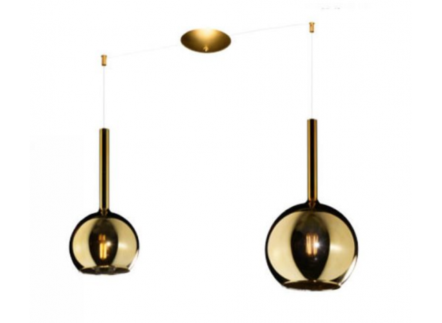Top Light Sosp. Ottone Sat. Spostabile 2 Luci Vetri (1 Medio + 1 Piccolo)Tutti Oro 1155OS/S2 MIX-OR